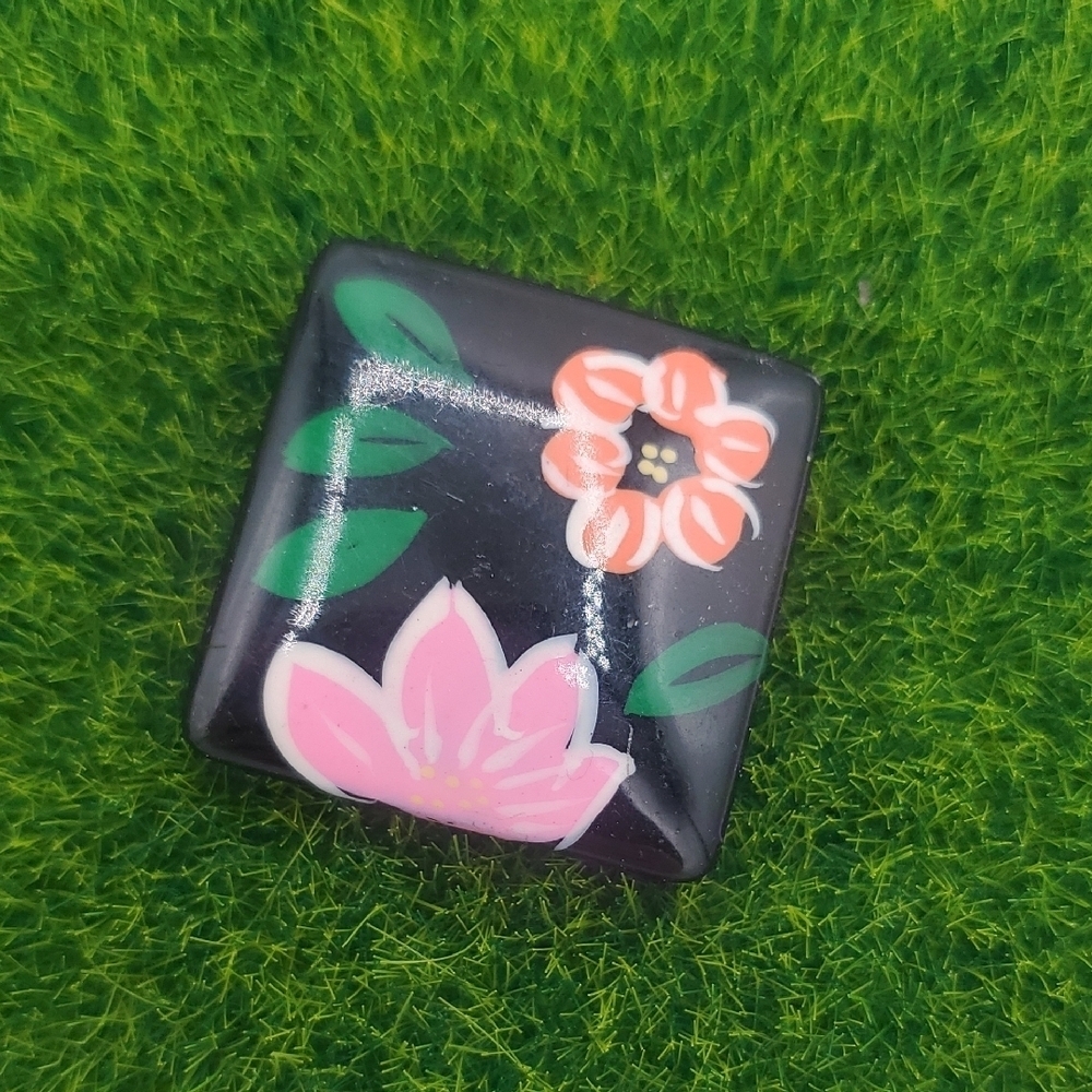 Floral Black Square Cabochon For Jewelry Making‎ Overflow